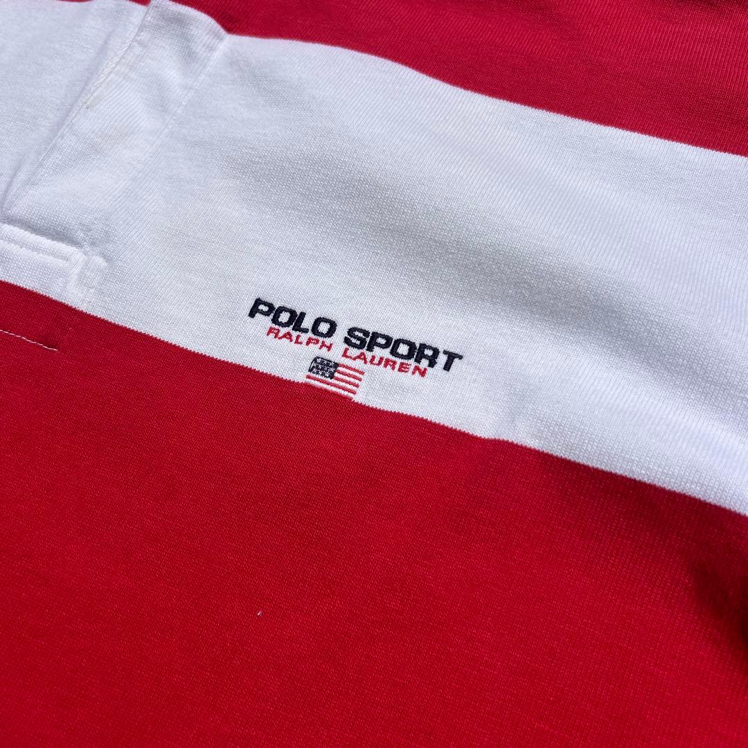赤白 ボーダー 90s POLOSPORT ラガーシャツ 長袖 ポロシャツ