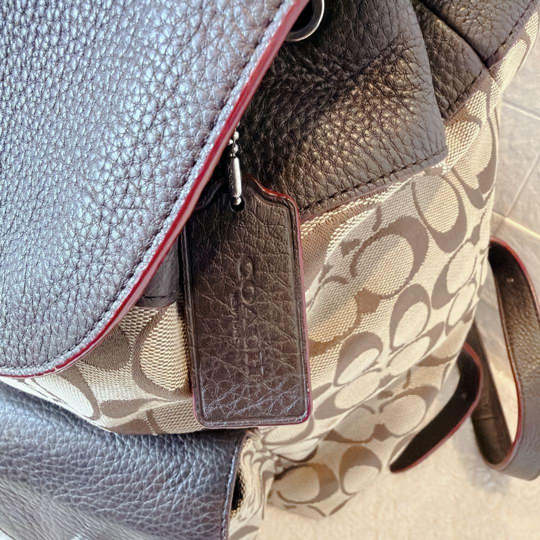 【美品 】COACH コーチ バックパック シグネチャー ターンロック リュック