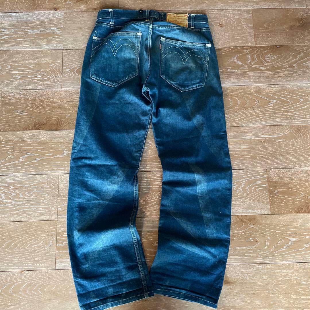 ダークブルー ストレートデニムパンツ