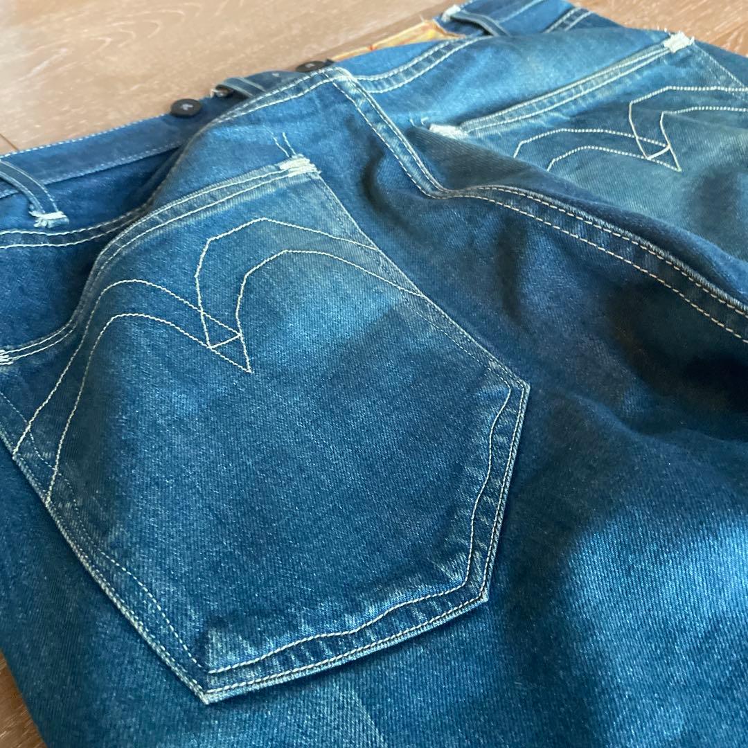 ダークブルー ストレートデニムパンツ