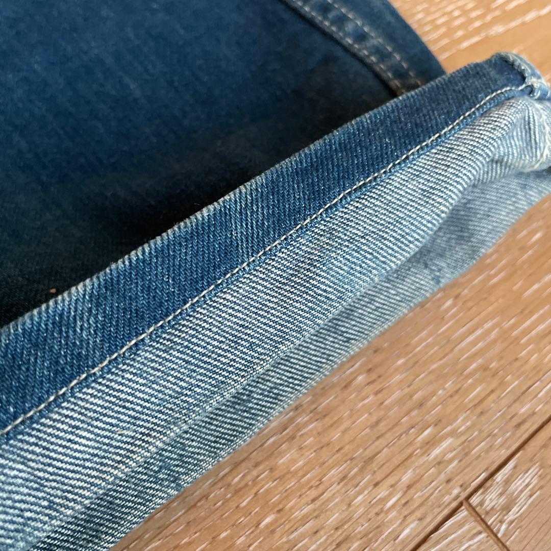 ダークブルー ストレートデニムパンツ