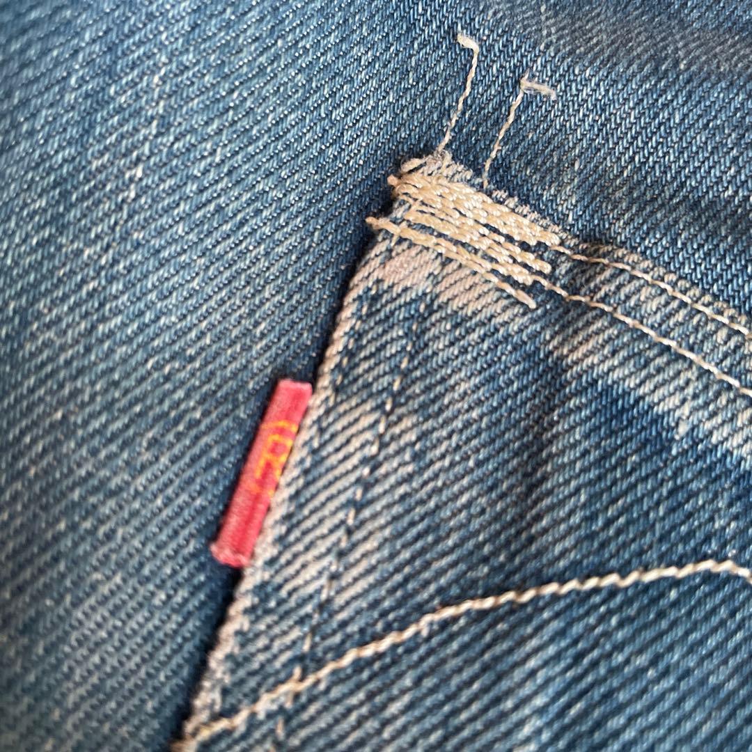 ダークブルー ストレートデニムパンツ