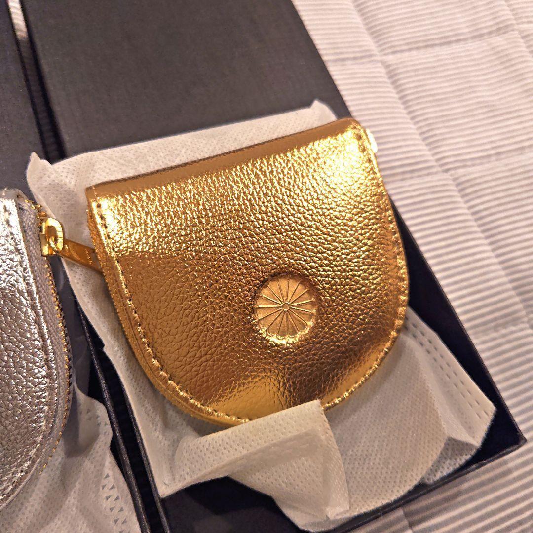 新品 皇居 財布 コインケース 金 銀2個セット 小銭入れ 本革 菊の御紋