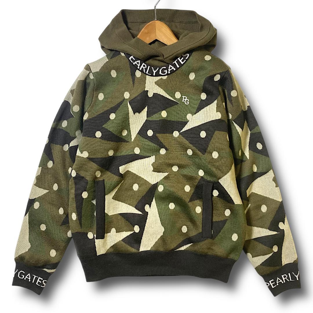 4 定価5.1万 パーリーゲイツ 3WAY ニット プルオーバー セーター 迷彩