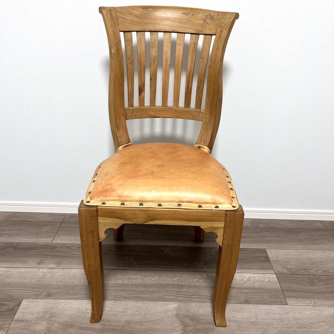 TEAK & LEATHER DINIG CHAIR②