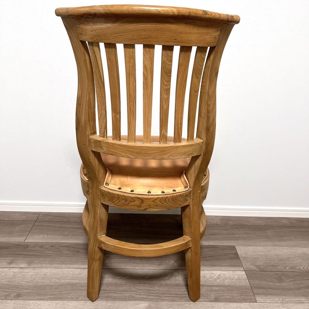 TEAK & LEATHER DINIG CHAIR②