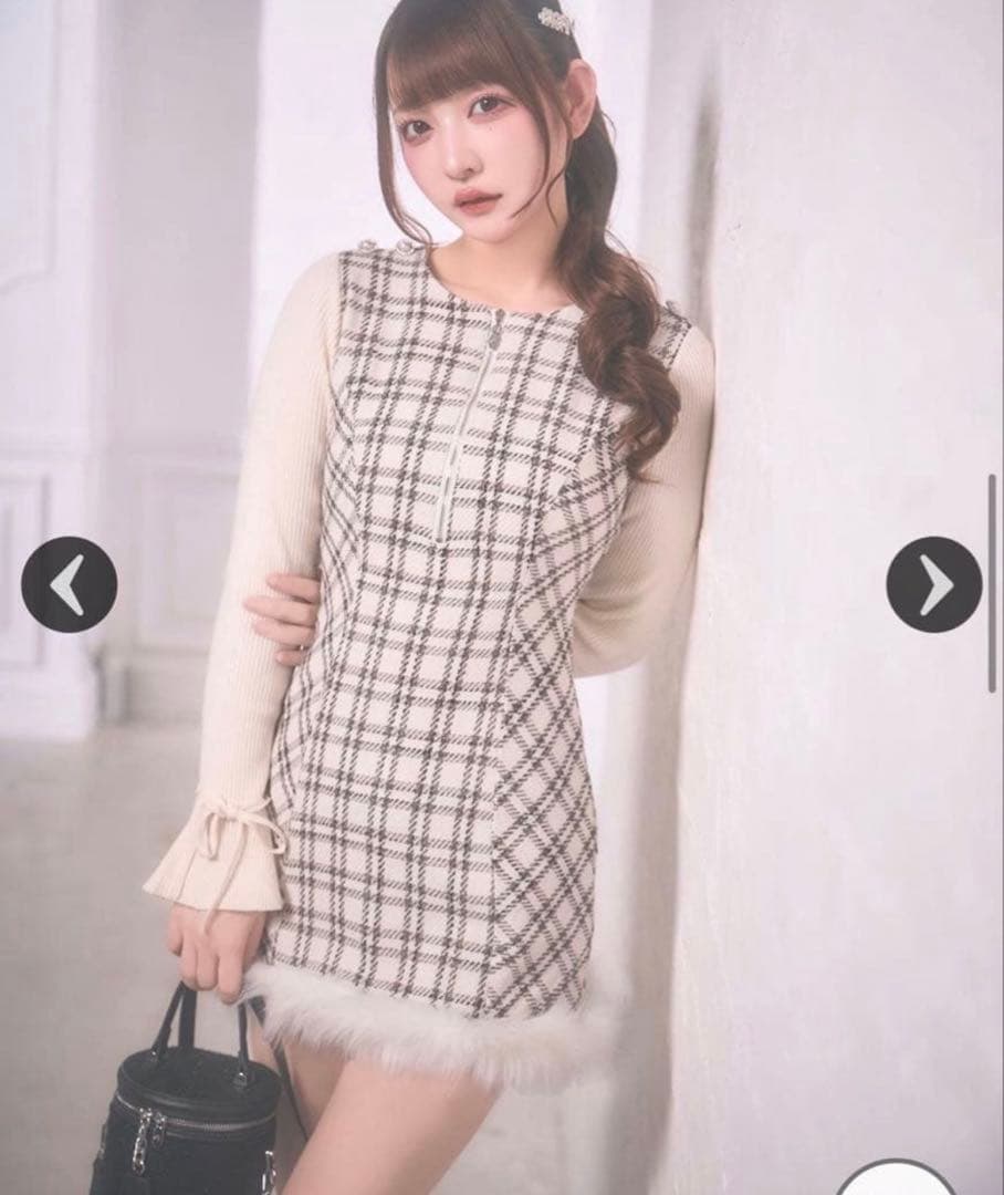 ミシェルマカロン ツイードチェックドッキングワンピース - メルカリ