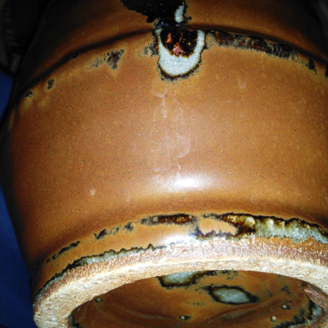 NO345 益子焼 木村一郎 柿釉花瓶 師 濱田庄司 河井寛次郎