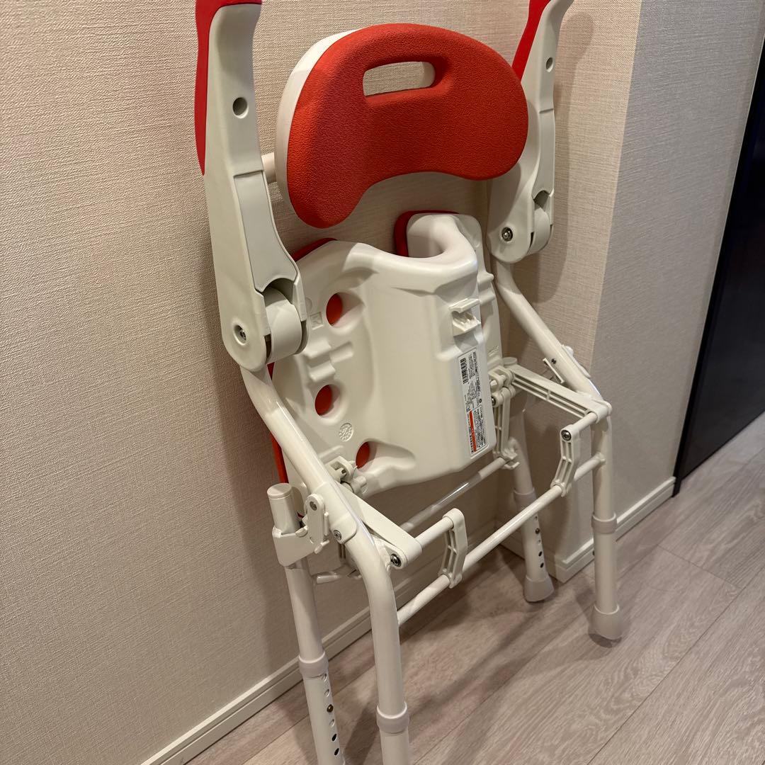 美品【送料込】介護用シャワーチェア 安寿 HPフィット レッド 背もた