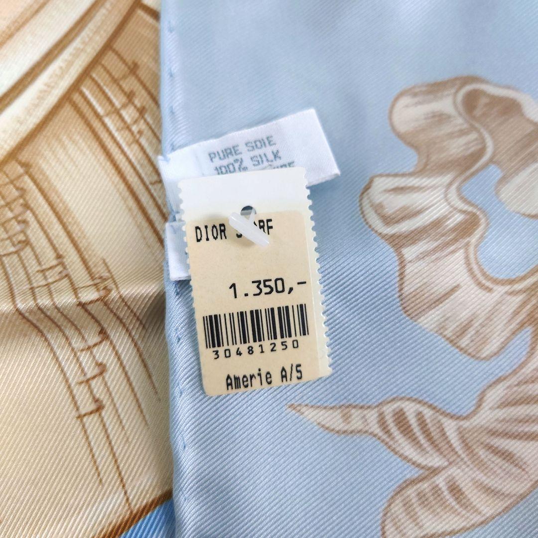 M1219D1 未使用★Christian Dior シルクスカーフ 水色 楽器