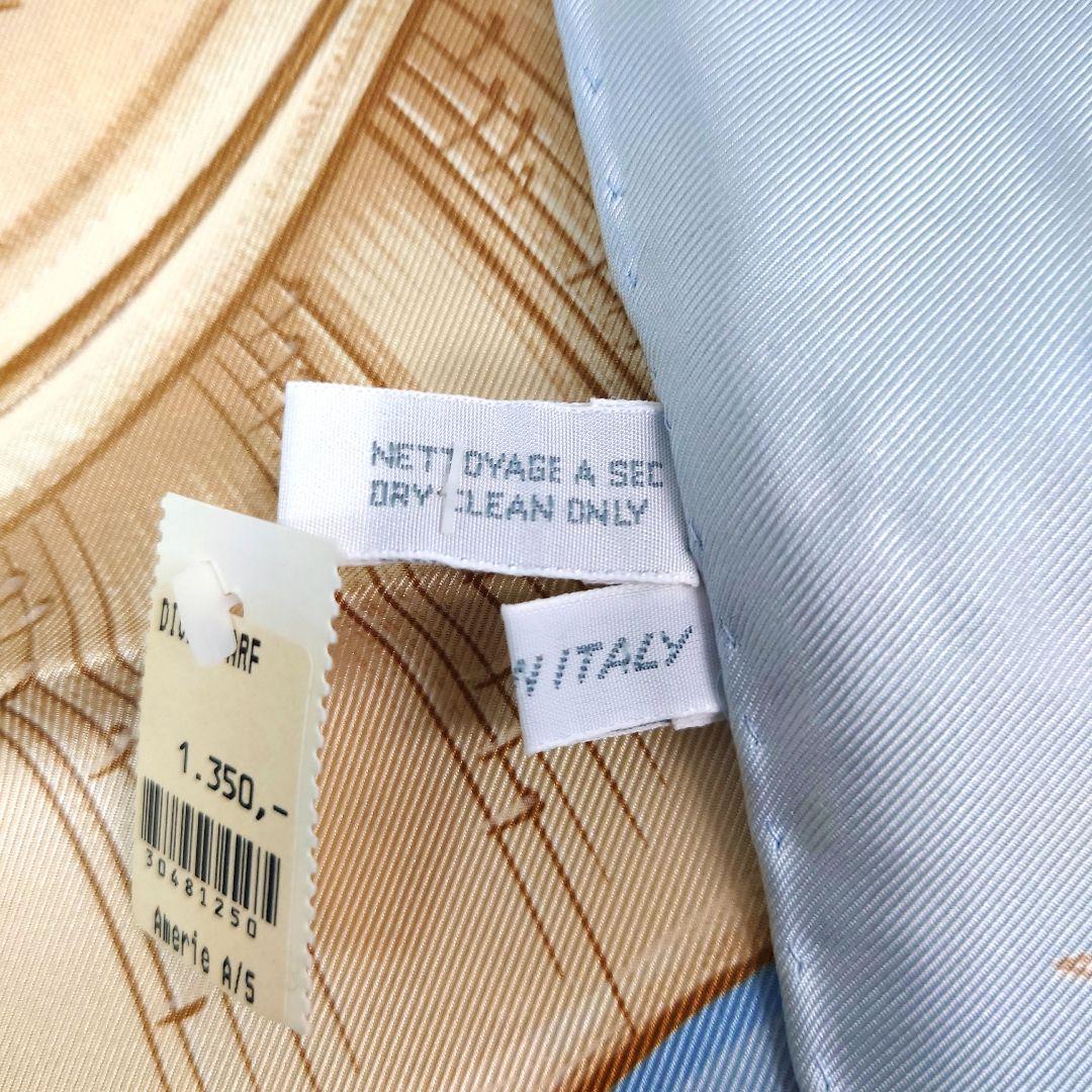 M1219D1 未使用★Christian Dior シルクスカーフ 水色 楽器