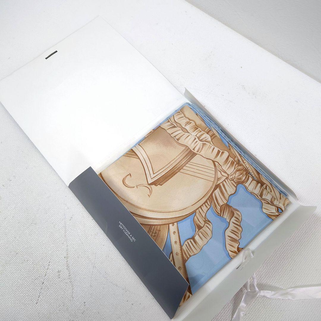 M1219D1 未使用★Christian Dior シルクスカーフ 水色 楽器