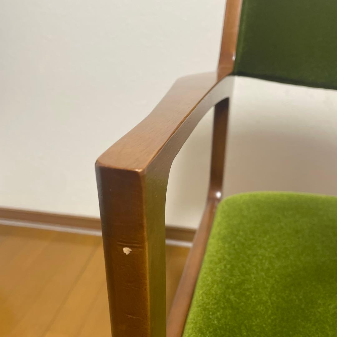 カリモク60 モケットグリーンダイニングチェア