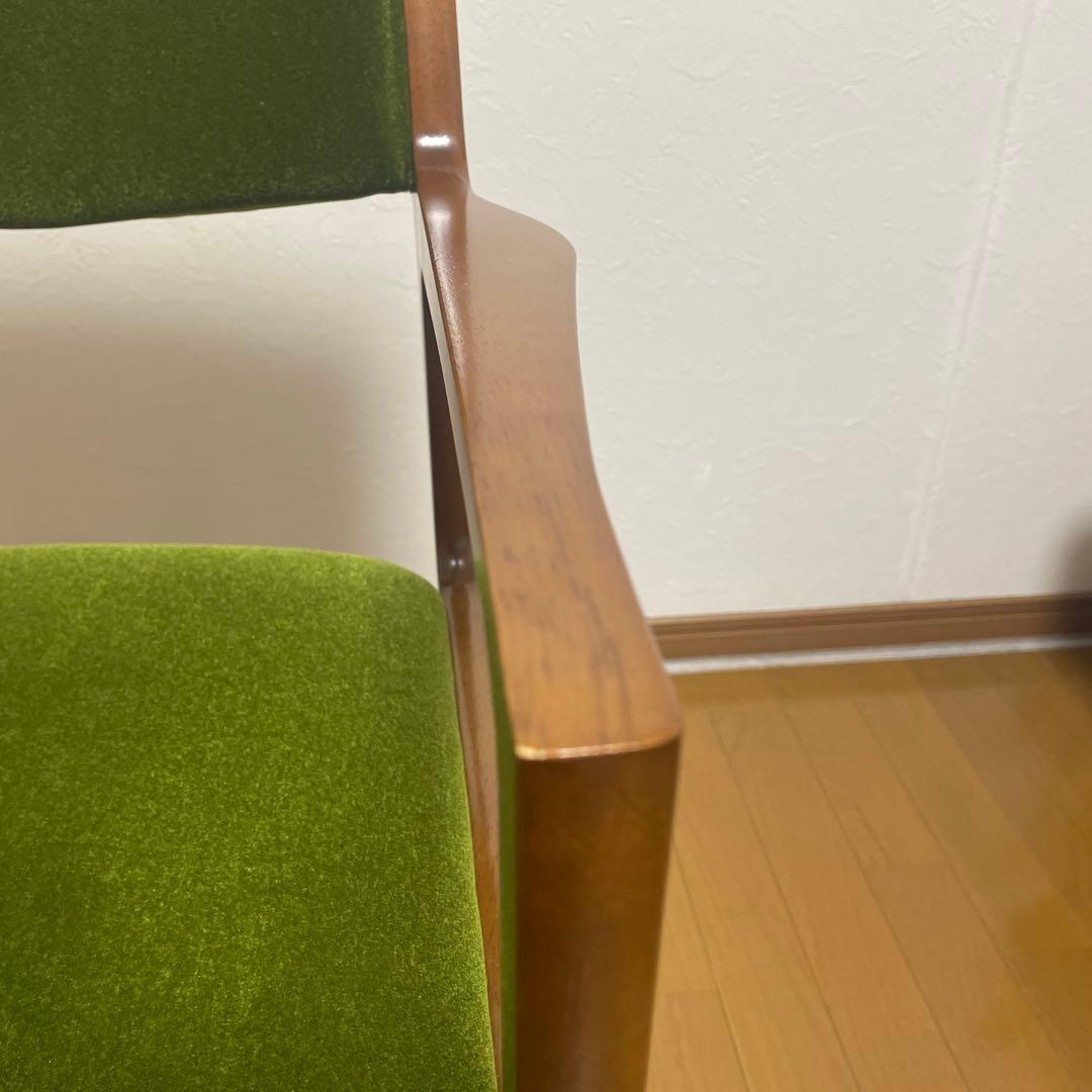 カリモク60 モケットグリーンダイニングチェア