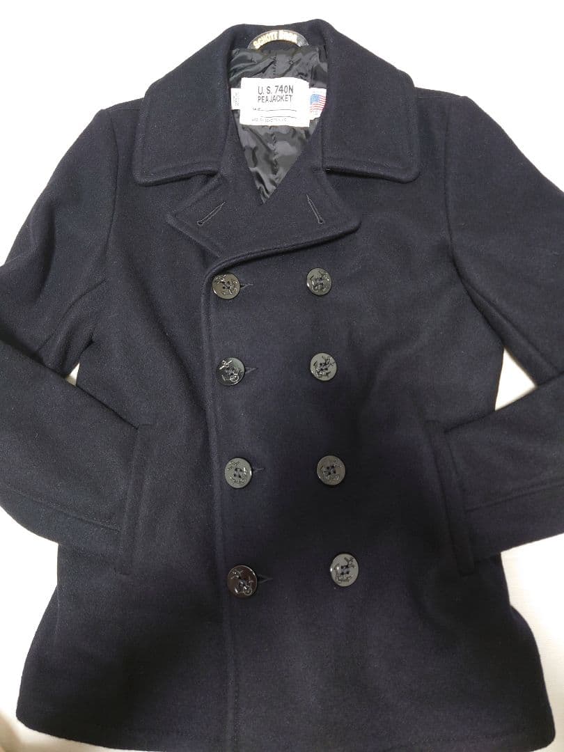 極美品✨ショット ウールメルトンPコート 753US ブラック 上野商会 38