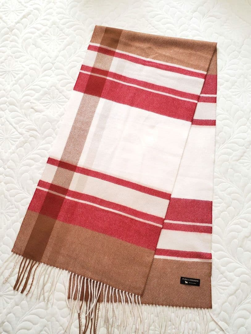 23区　ピュアカシミヤ100%✨️ストール　大判マフラー 羽織りフリンジ膝掛け