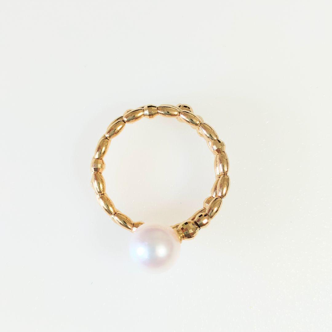 希少　K18 アコヤパールリング　天然真珠　レディースリング　指輪 ゴールド