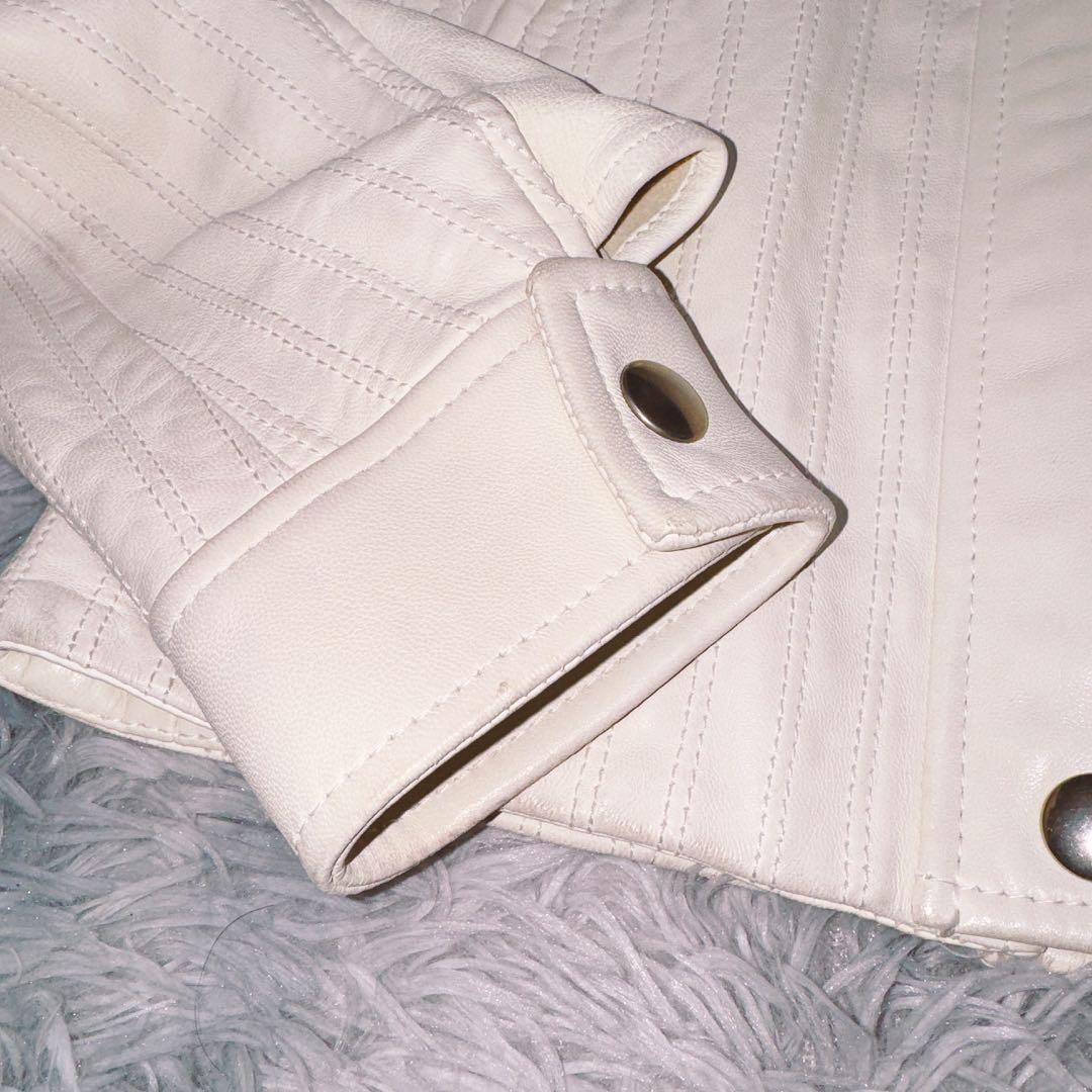 ドルチェ&ガッバーナ ホワイト ライダース 38 シープスキン