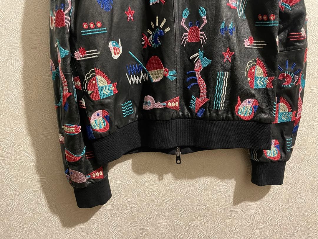 EMPORIO ARMANI マリン パターン レザー ジャケット