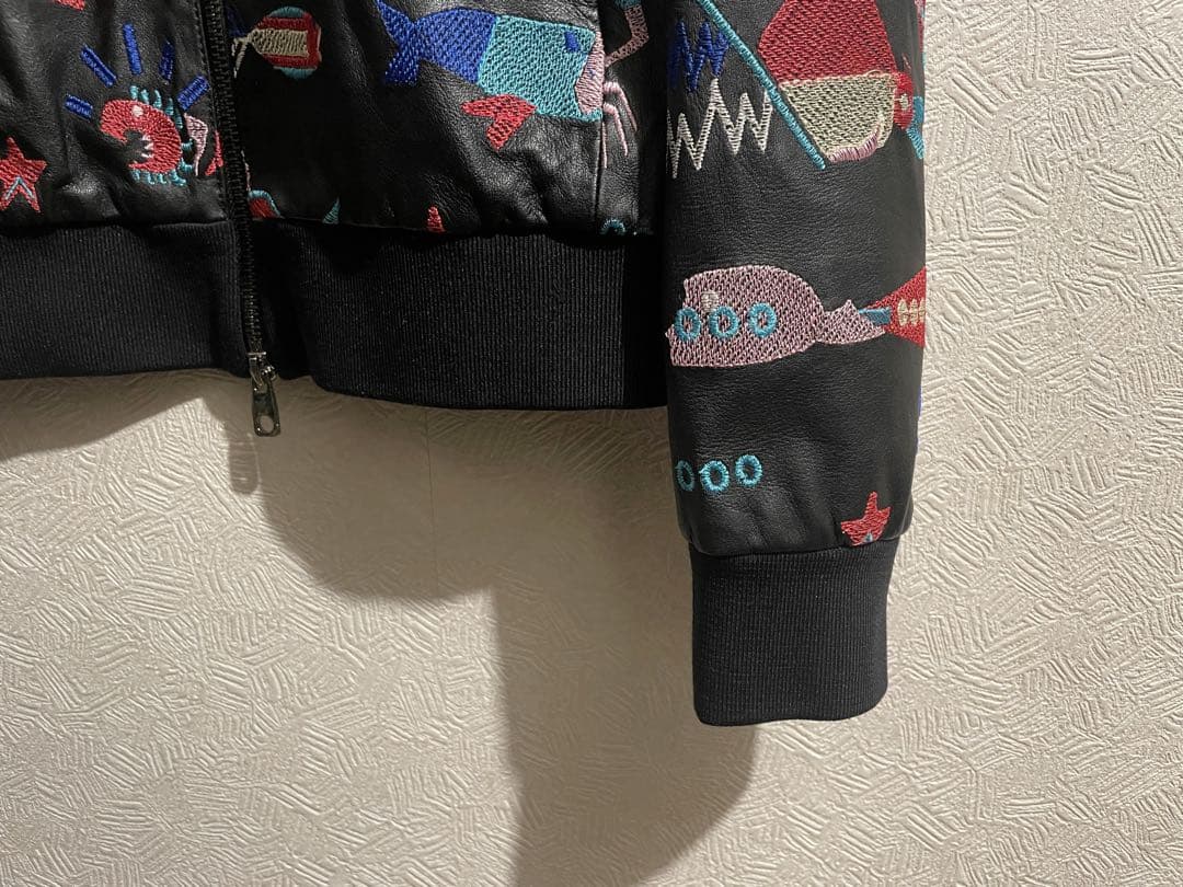 EMPORIO ARMANI マリン パターン レザー ジャケット