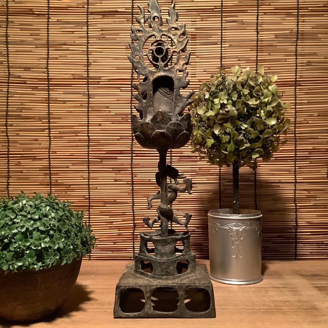 中国・北魏「天上界・阿弥陀如来」龍神・隋・唐・三重方形座・鍍金黄銅