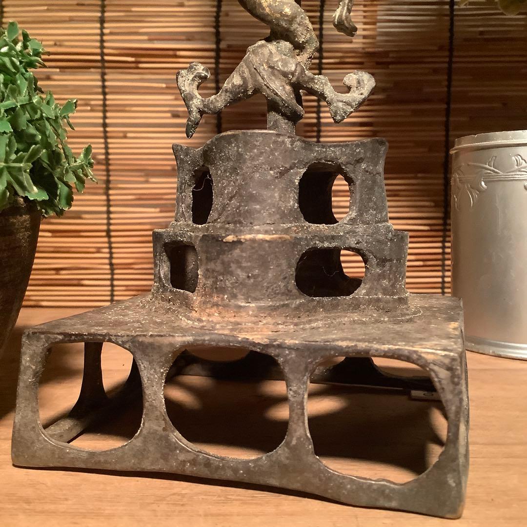 中国・北魏「天上界・阿弥陀如来」龍神・隋・唐・三重方形座・鍍金黄銅