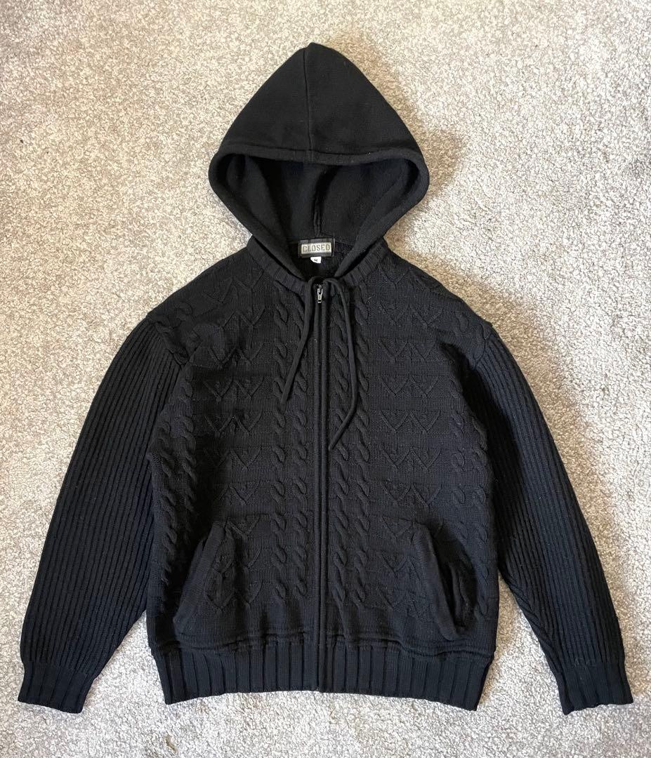90s CLOSED MFG ニット ジップアップ パーカー 黒 ジルボー - メルカリ