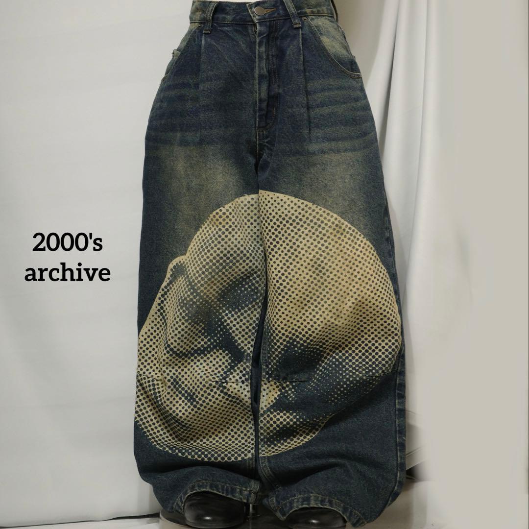 2000's archive paint baggy denim y2k - メルカリ