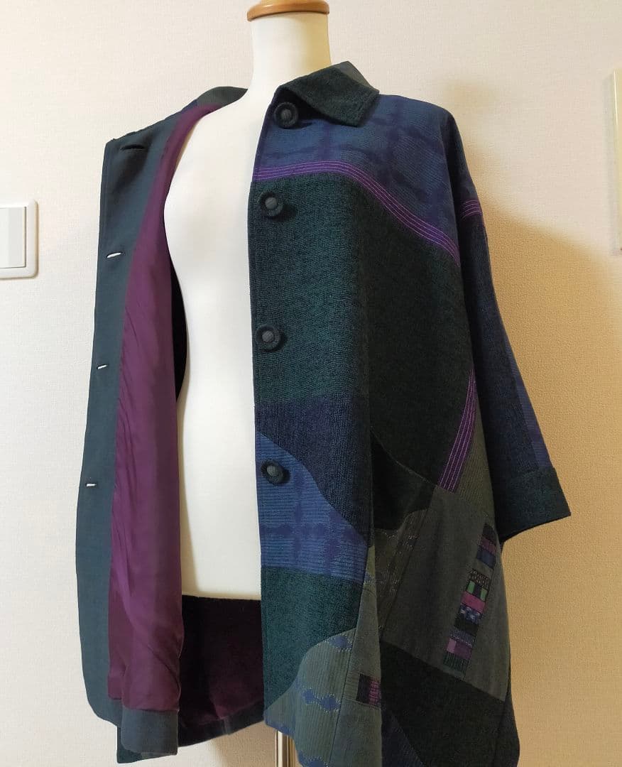 美品　儀右ヱ門　久留米絣ポンチョ　羽織物　ケープ