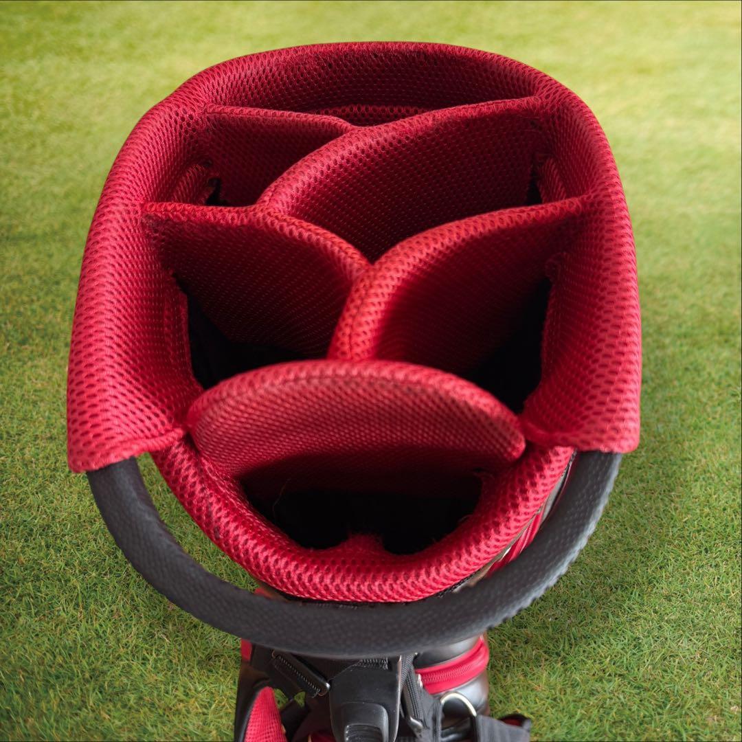 パーリーゲイツ　キャディバッグ　ショルダー式　スタンド式　軽量　黒　赤　レア