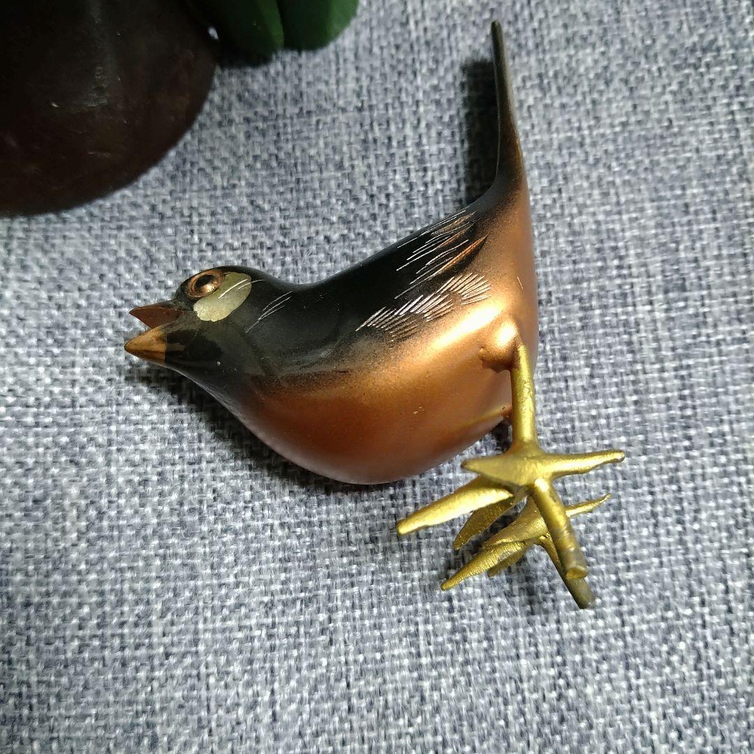 激レア♪銅？真鍮製 鳥と枝の彫刻！春・夏・秋・冬セットです(⌒▽⌒)
