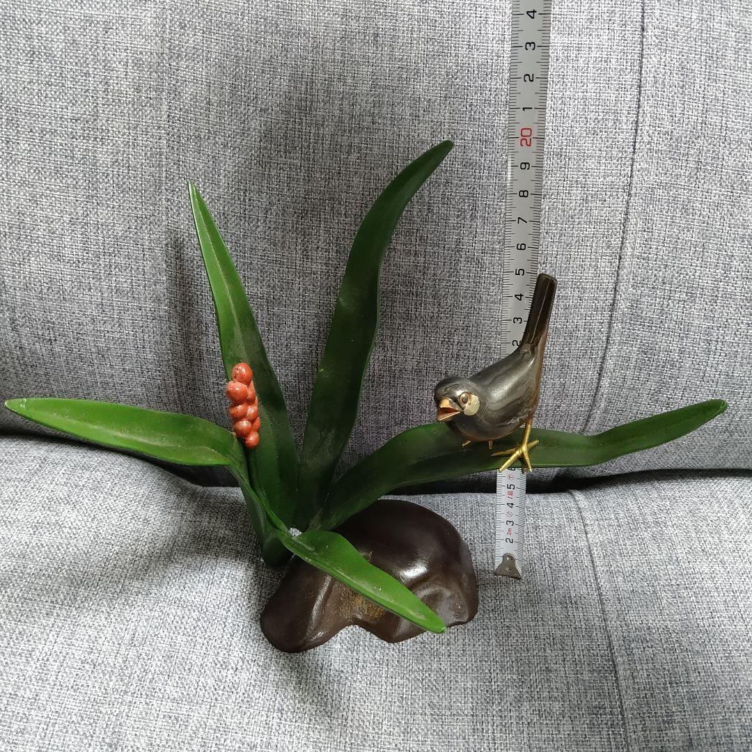 激レア♪銅？真鍮製 鳥と枝の彫刻！春・夏・秋・冬セットです(⌒▽⌒)