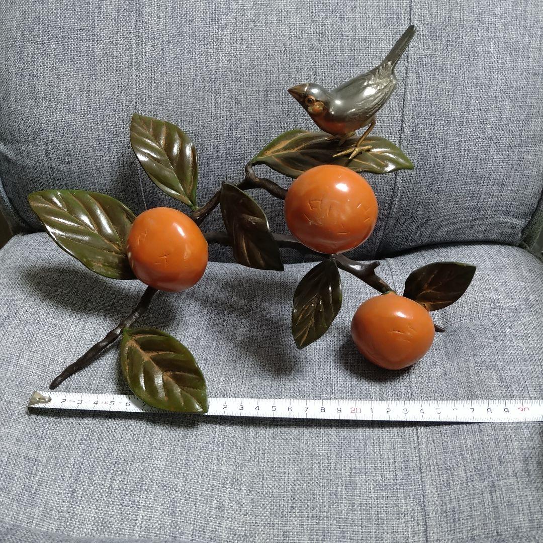 激レア♪銅？真鍮製 鳥と枝の彫刻！春・夏・秋・冬セットです(⌒▽⌒)