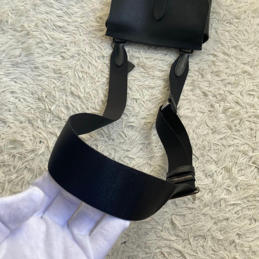 未使用級 COACH 黒 ブラック ハドソン メッセンジャー 革 レザー