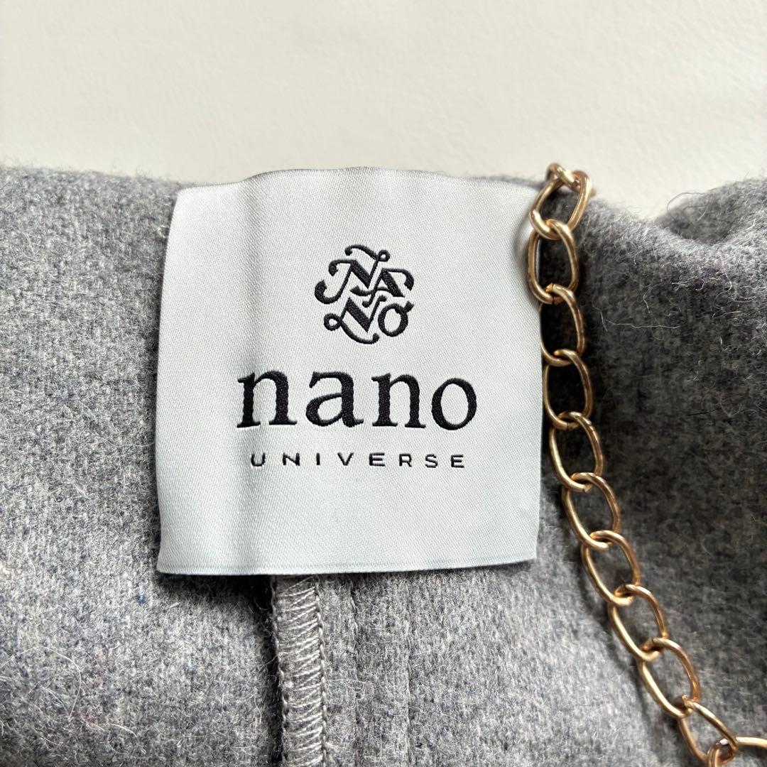 ◆美品◆ナノユニバース◆3.4万◆ポンチョウールコート◆グレー◆フード◆フリー