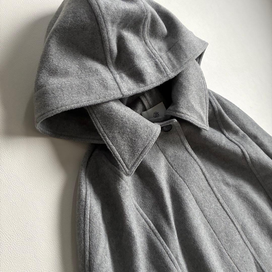 ◆美品◆ナノユニバース◆3.4万◆ポンチョウールコート◆グレー◆フード◆フリー