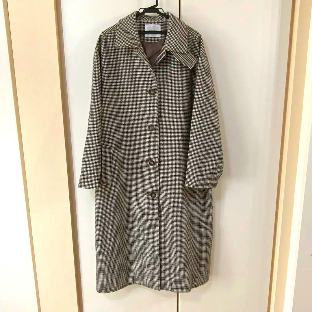 美品】FASHIRU wool mix ステンカラーチェックコート - メルカリ
