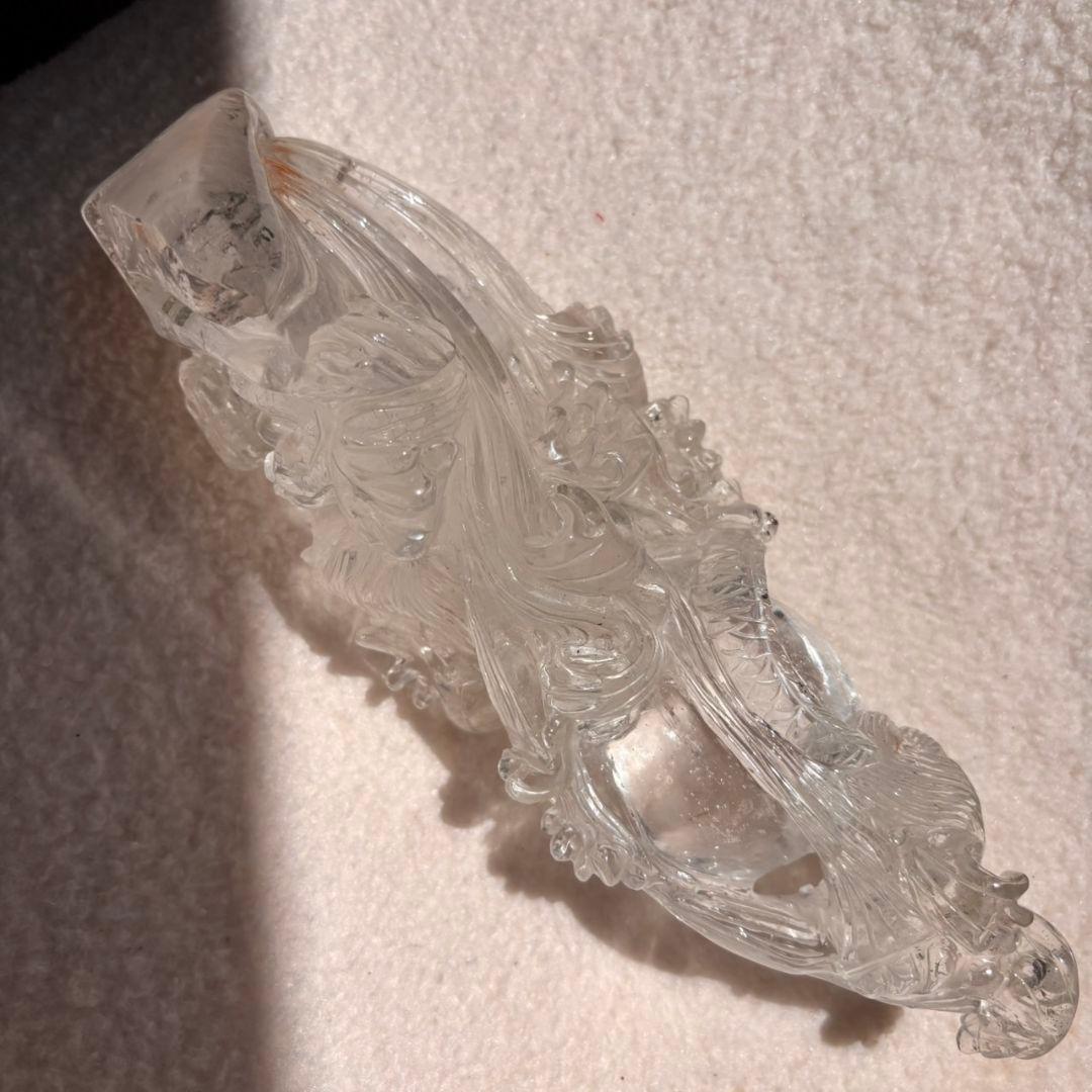 天然石　レインボー　 登り龍 置物1254ｇ