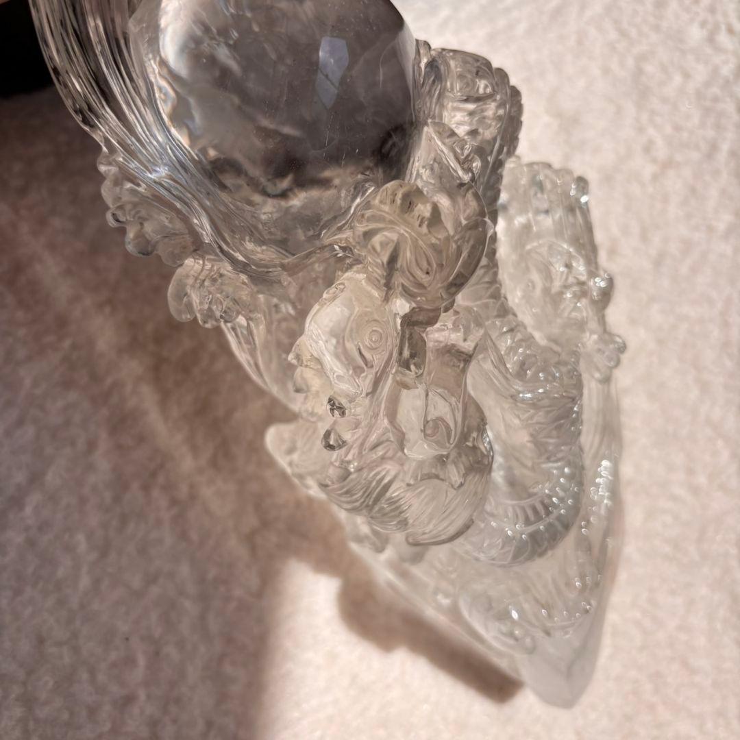 天然石　レインボー　 登り龍 置物1254ｇ