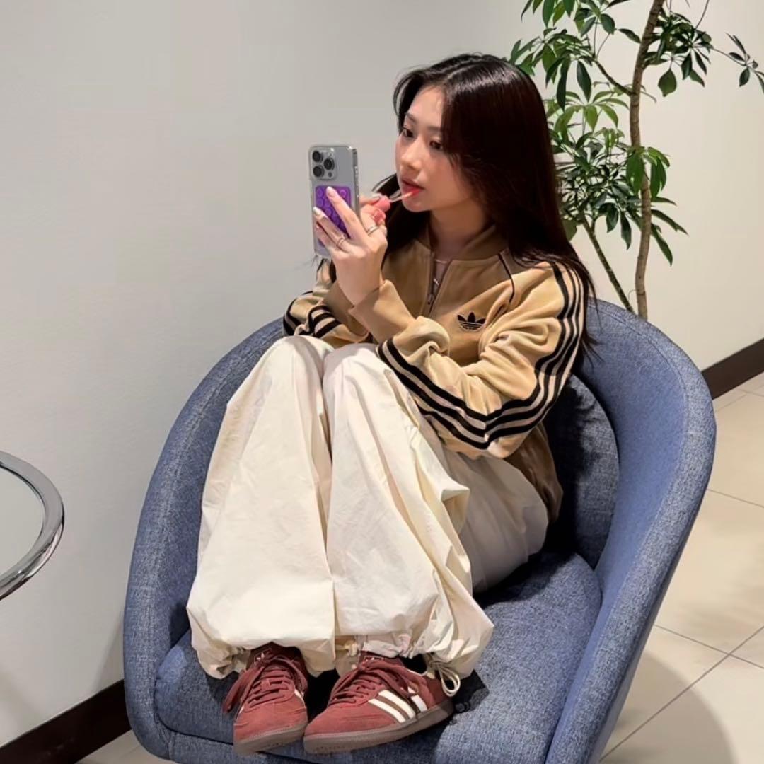 新品3XL⭐️adidasアディカラー ブラウンベロア トラックトップ 風早ゆうた