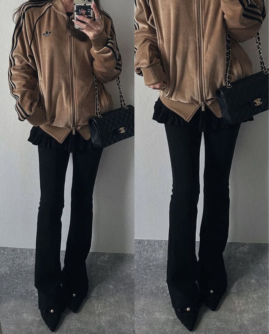 新品3XL⭐️adidasアディカラー ブラウンベロア トラックトップ 風早ゆうた