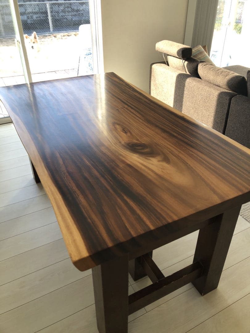 希少 一枚板　モンキーポッド　ダイニングテーブル　脚なし　木製