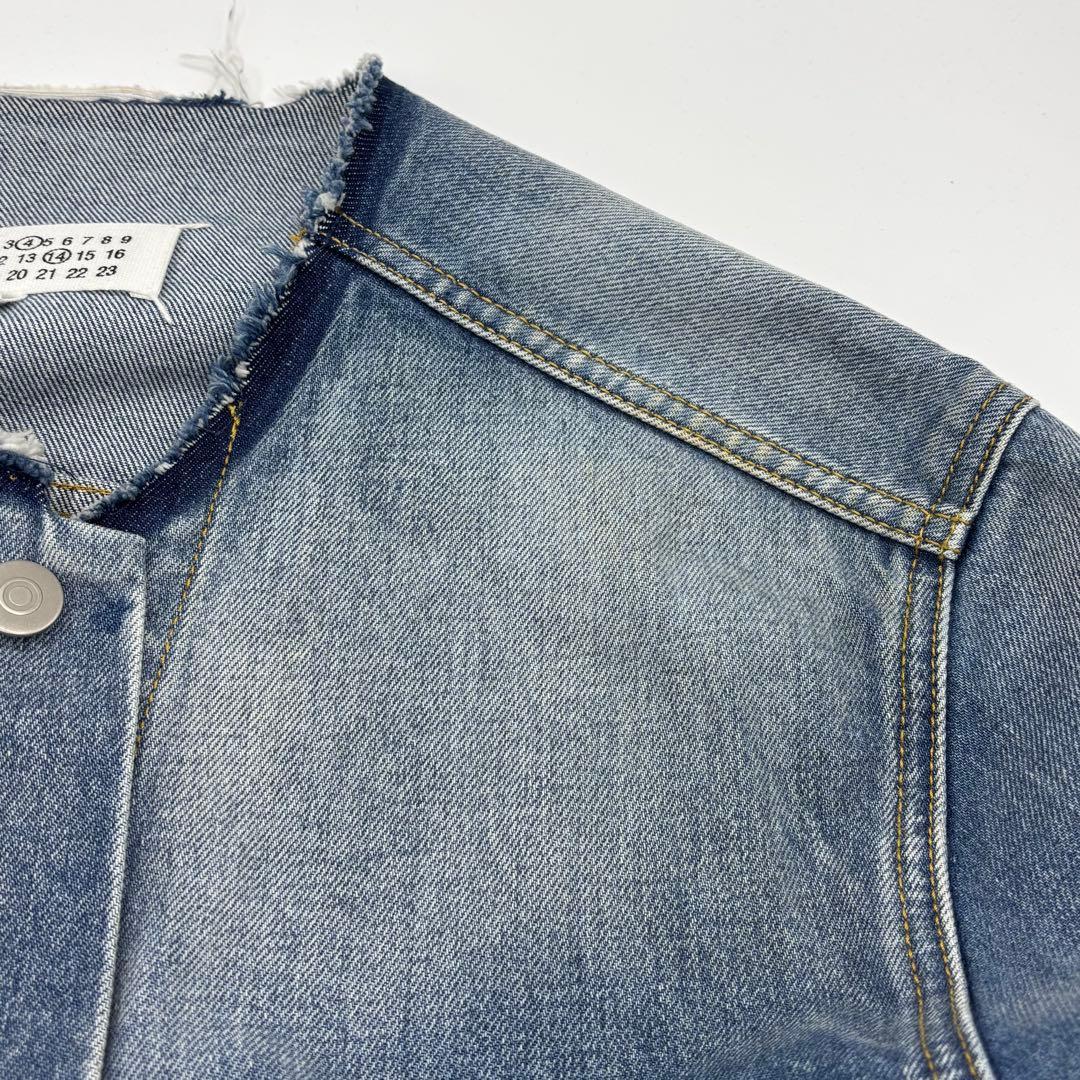 50） Maison Margiela ノーカラー ダメージ加工デニムジャケット