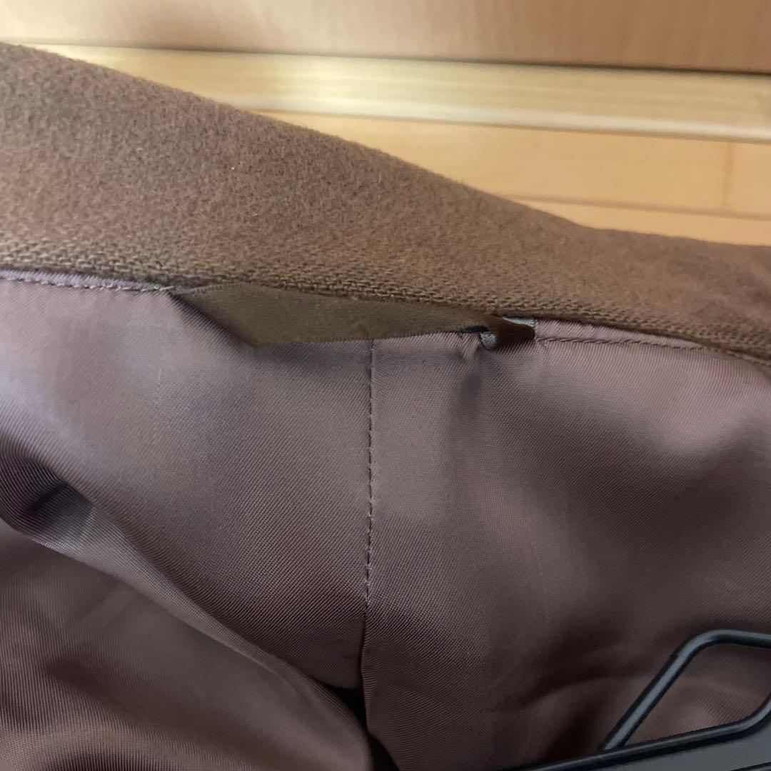 ダブルチェスターコート　カシミア　ヴィンテージ　ロングコート　秋冬　肩パッド　茶