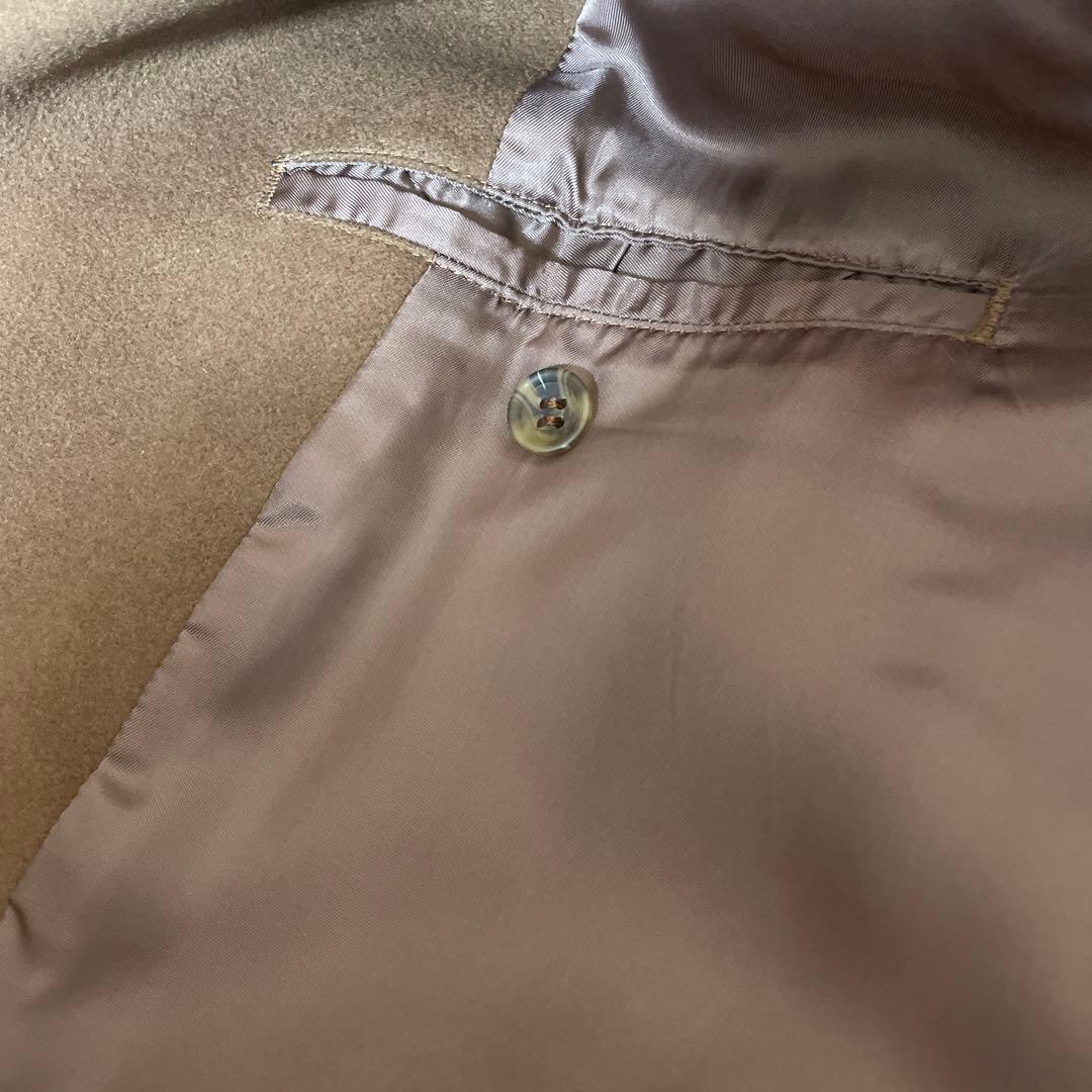 ダブルチェスターコート　カシミア　ヴィンテージ　ロングコート　秋冬　肩パッド　茶