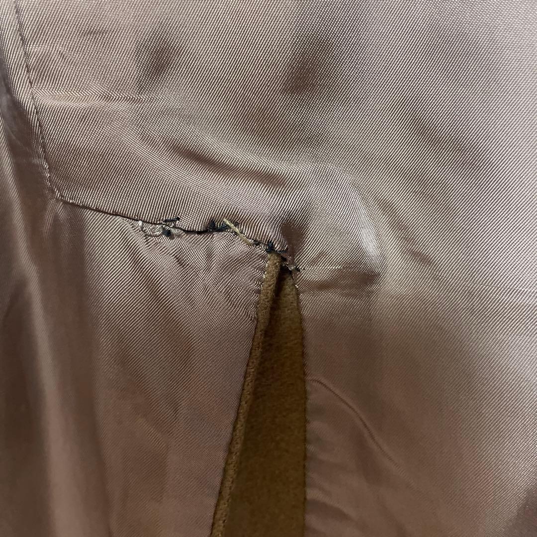 ダブルチェスターコート　カシミア　ヴィンテージ　ロングコート　秋冬　肩パッド　茶