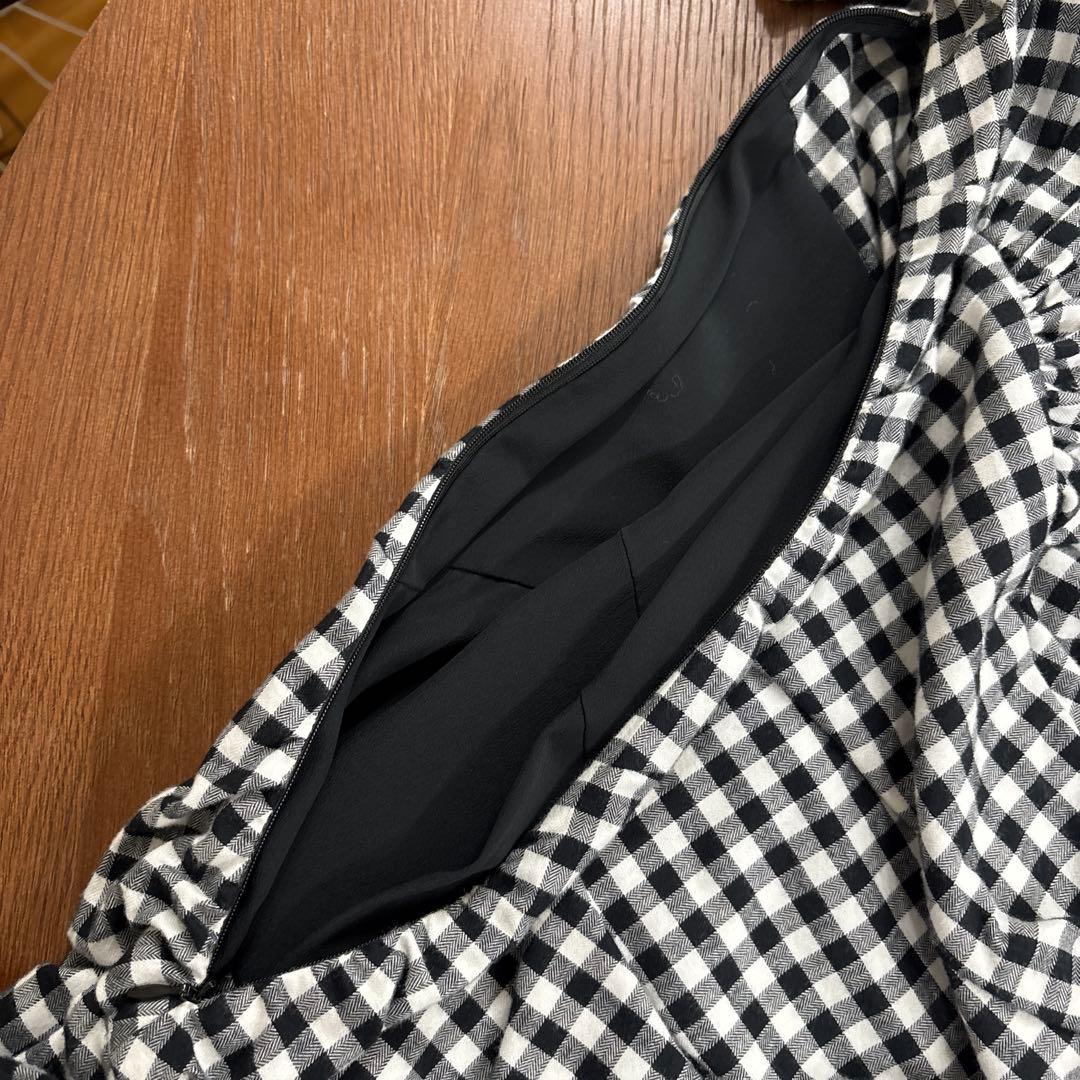 40 チェックミニワンピース 黒 白 ブラック ホワイト