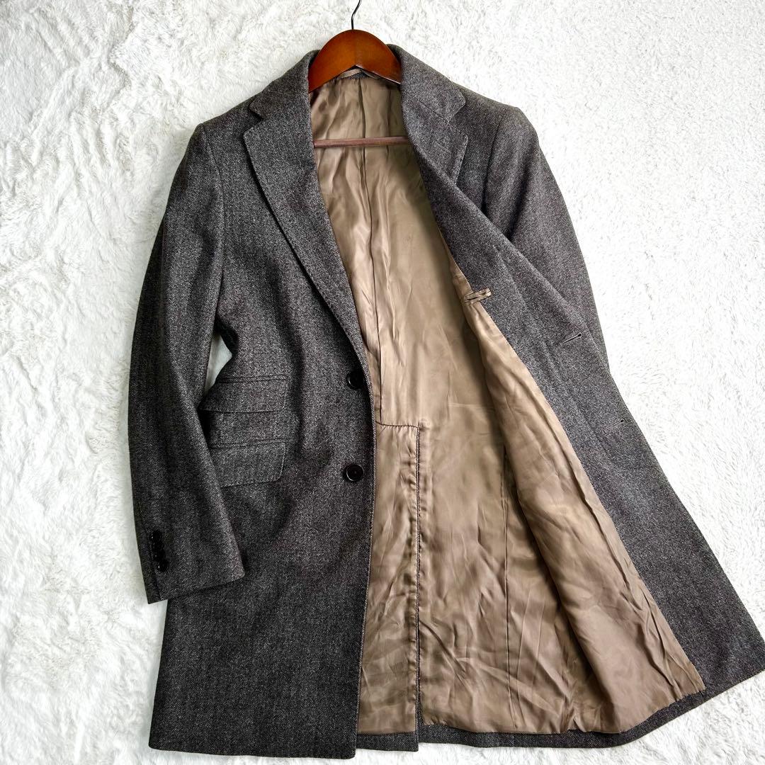 美品　GLR ロロピアーナ ヘリンボーン　チェスターコート グレージュ　S