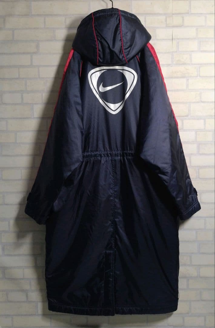 ナイキ★鹿島アントラーズ 刺繍 ワッペン 裏ボア ベンチコート 紺 L