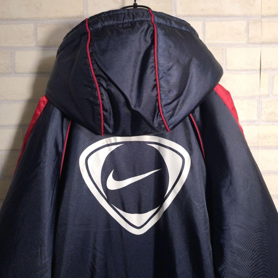 ナイキ★鹿島アントラーズ 刺繍 ワッペン 裏ボア ベンチコート 紺 L